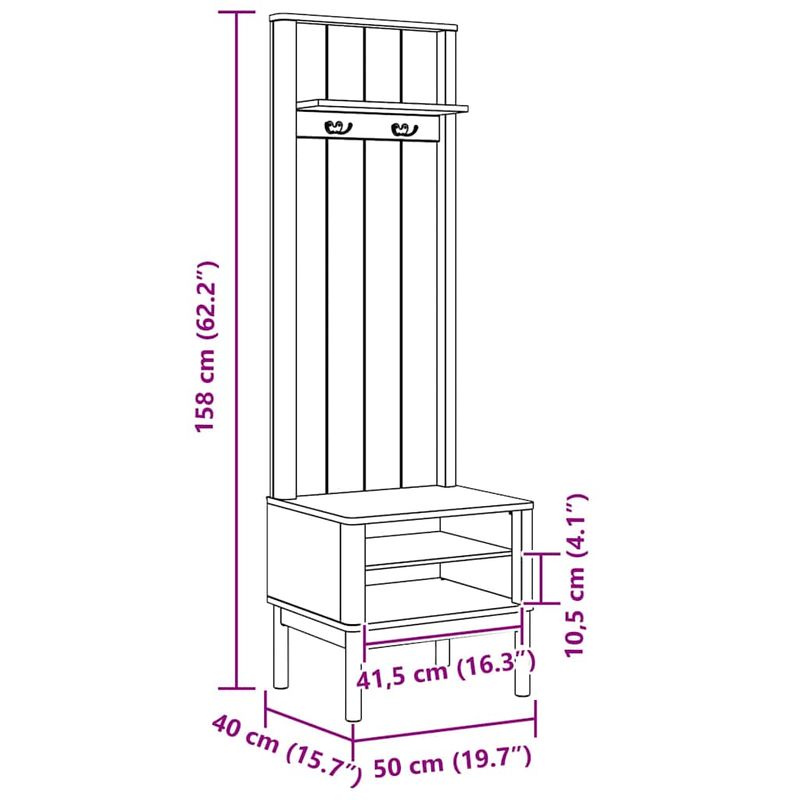 Casa si Gradina - Mobilier - Dulapuri si sifoniere - Dulapuri - Dulap pentru hol FLORO Alb 50 x 40 x 158 cm Lemn de pin masiv - Infinity.ro