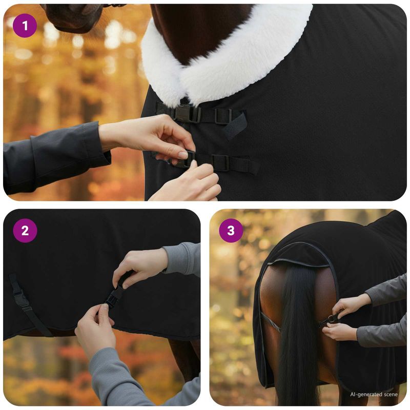 Petshop - Accesorii petshop - Alte accesorii petshop - Patura pentru cai Negru 95 cm Fleece polar - Infinity.ro