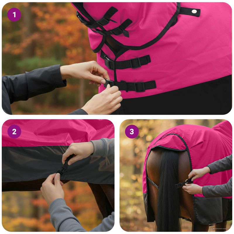Sport si Outdoor - Accesorii si echipamente sportive - Echitatie - Patura pentru cai Roz si Negru 105 cm Poliester - Infinity.ro