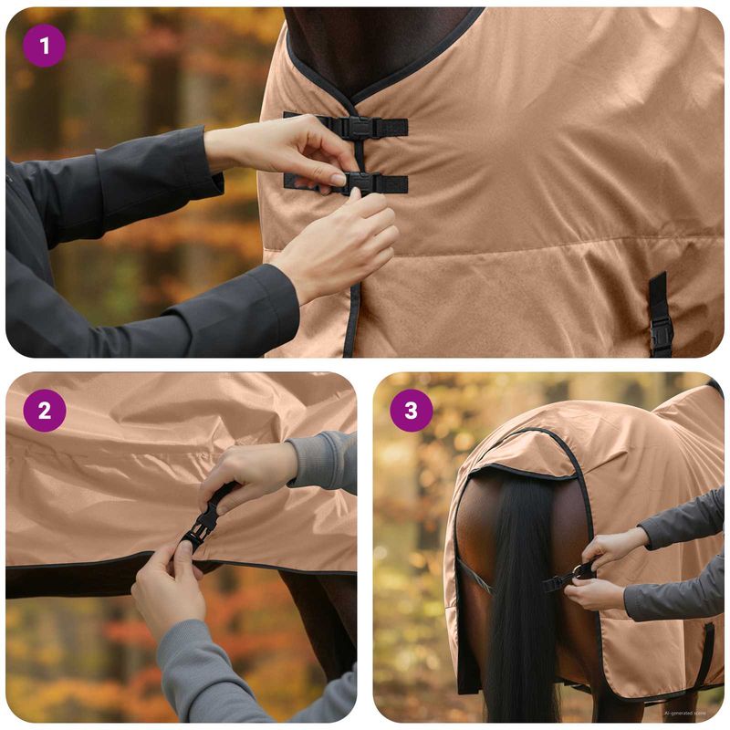 Sport si Outdoor - Accesorii si echipamente sportive - Echitatie - Patura pentru cai Cappuccino 125 cm Poliester - Infinity.ro