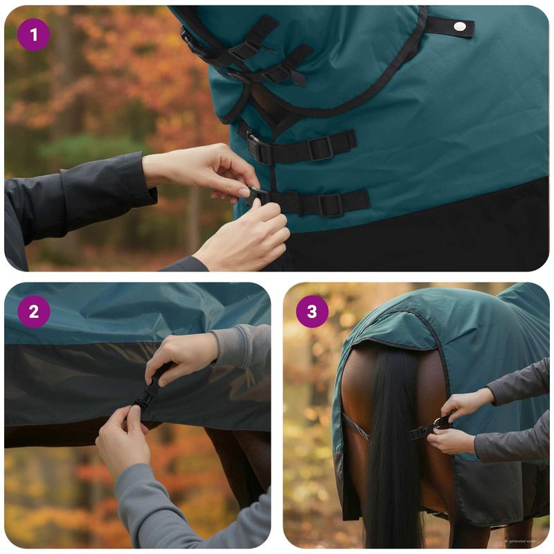 Sport si Outdoor - Accesorii si echipamente sportive - Echitatie - Patura pentru cai Verde inchis si negru 75 cm Poliester - Infinity.ro