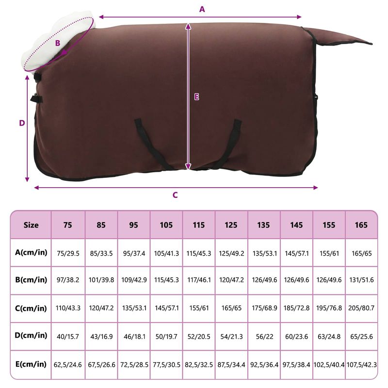 Sport si Outdoor - Accesorii si echipamente sportive - Echitatie - Patura pentru cai Maro Intunecat Complet 115 cm Fleece polar - Infinity.ro