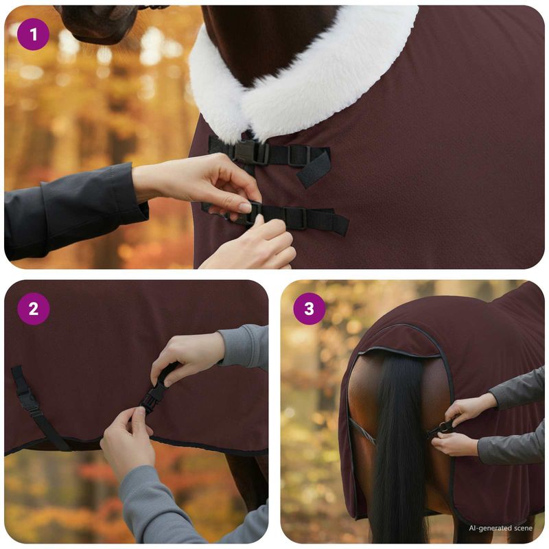 Sport si Outdoor - Accesorii si echipamente sportive - Echitatie - Patura pentru cai Maro Intunecat Complet 115 cm Fleece polar - Infinity.ro