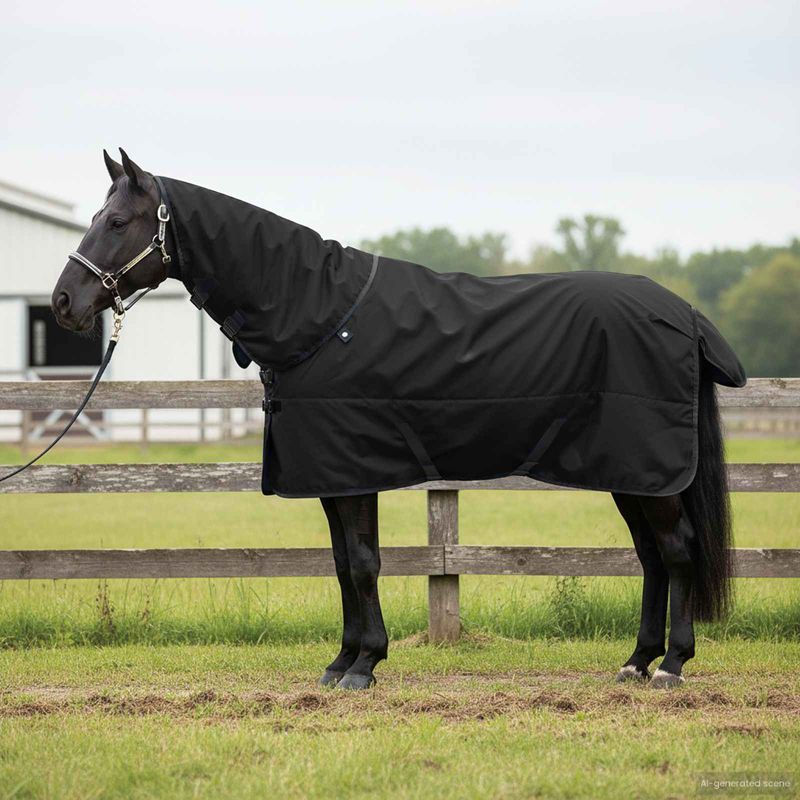 Sport si Outdoor - Accesorii si echipamente sportive - Echitatie - Patura pentru cai Verde inchis si negru 145 cm Poliester - Infinity.ro