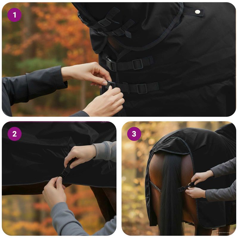 Sport si Outdoor - Accesorii si echipamente sportive - Echitatie - Patura pentru cai Verde inchis si negru 145 cm Poliester - Infinity.ro