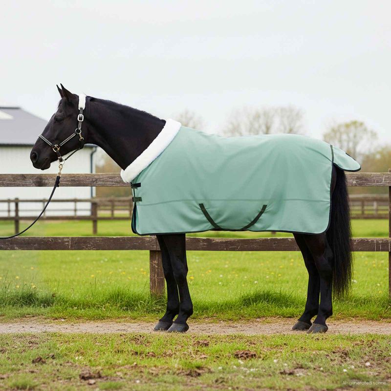 Sport si Outdoor - Accesorii si echipamente sportive - Echitatie - Patura pentru cai Verde inchis complet 155 cm Fleece polar - Infinity.ro