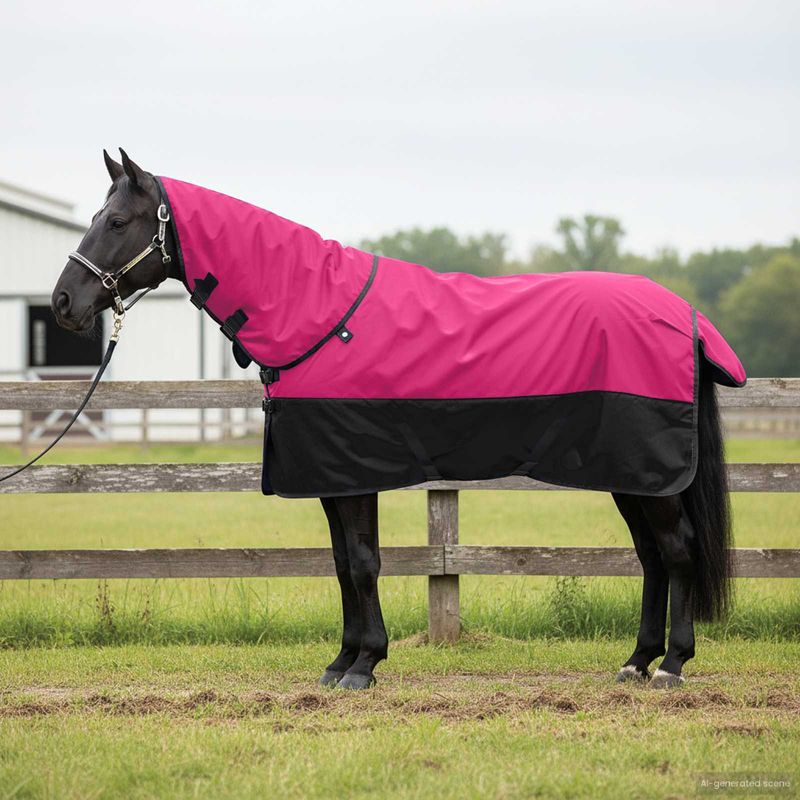 Sport si Outdoor - Accesorii si echipamente sportive - Echitatie - Patura pentru cai Roz si Negru 115 cm Poliester - Infinity.ro