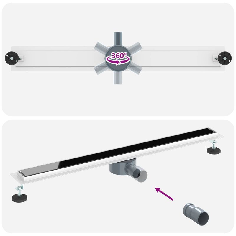 Casa si Gradina - Sanitare - Instalatii hidro - Tevi - Scurgere pentru dus cu capac din sticla si sifon de 360° 90 cm - Infinity.ro