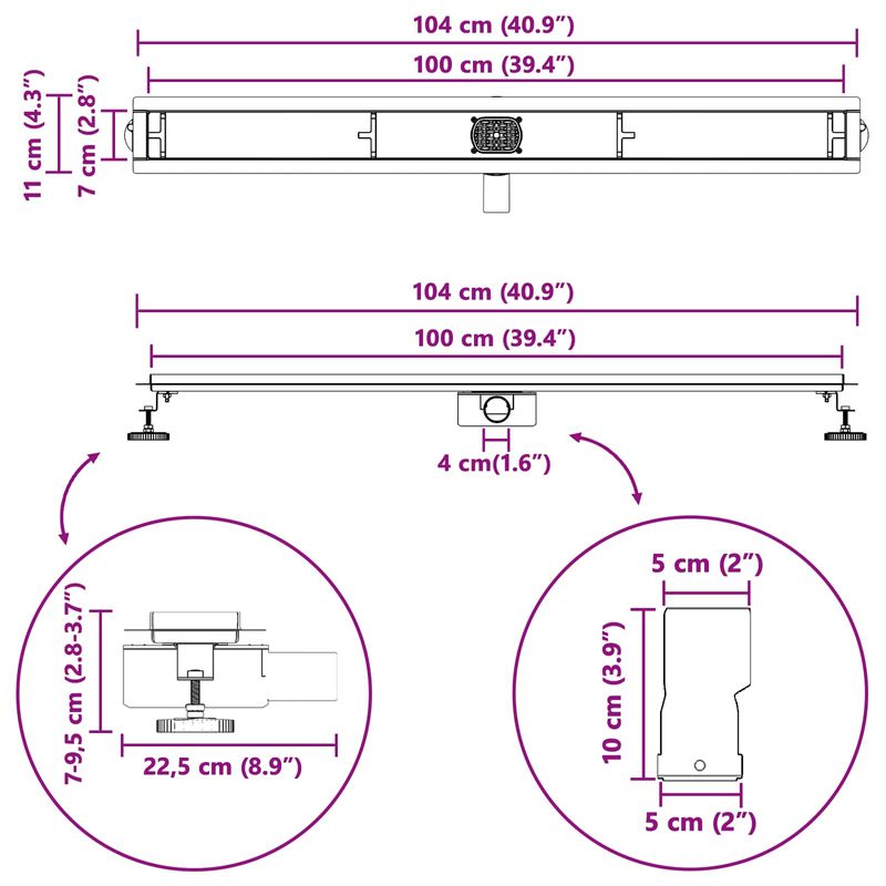 Casa si Gradina - Sanitare - Instalatii hidro - Tevi - Scurgere pentru dus cu capac din sticla si sifon de 360° 100 cm - Infinity.ro
