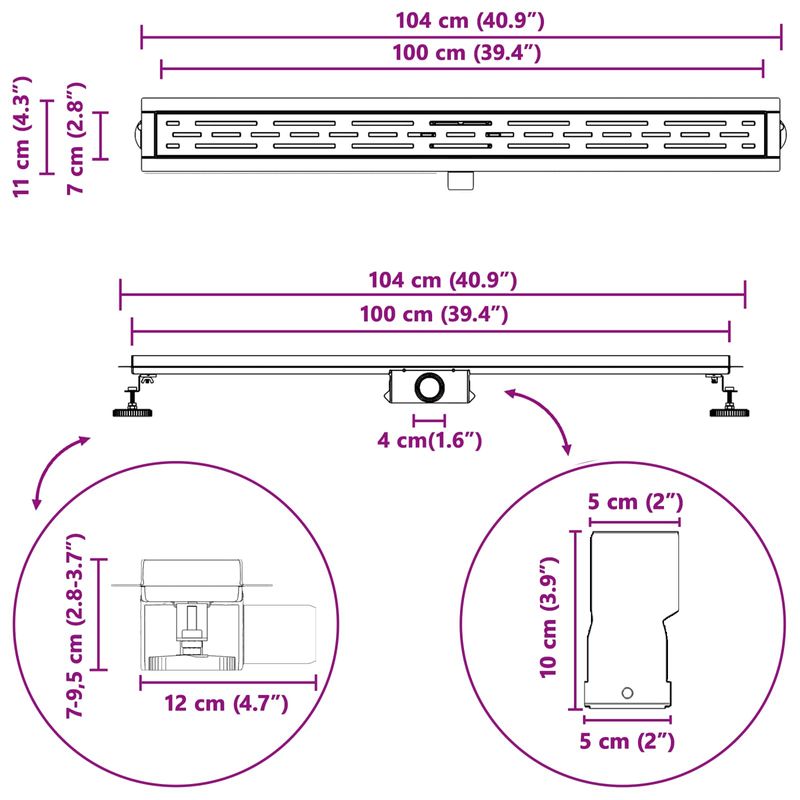 Casa si Gradina - Constructii - Materiale constructii - Sisteme de scurgere - Drenaj pentru dus cu design pe linie Argintiu 100 cm - Infinity.ro