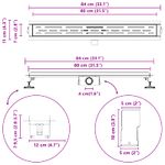 Casa si Gradina - Constructii - Materiale constructii - Sisteme de scurgere - Drenaj pentru dus cu design pe linie Argintiu 80 cm - Infinity.ro