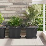 Casa si Gradina - Decoratiuni - Obiecte decorative - Vaze si boluri decorative - Vaza patrata pentru flori 24 pcs Negru 43 x 43 x 33.5 cm - Infinity.ro