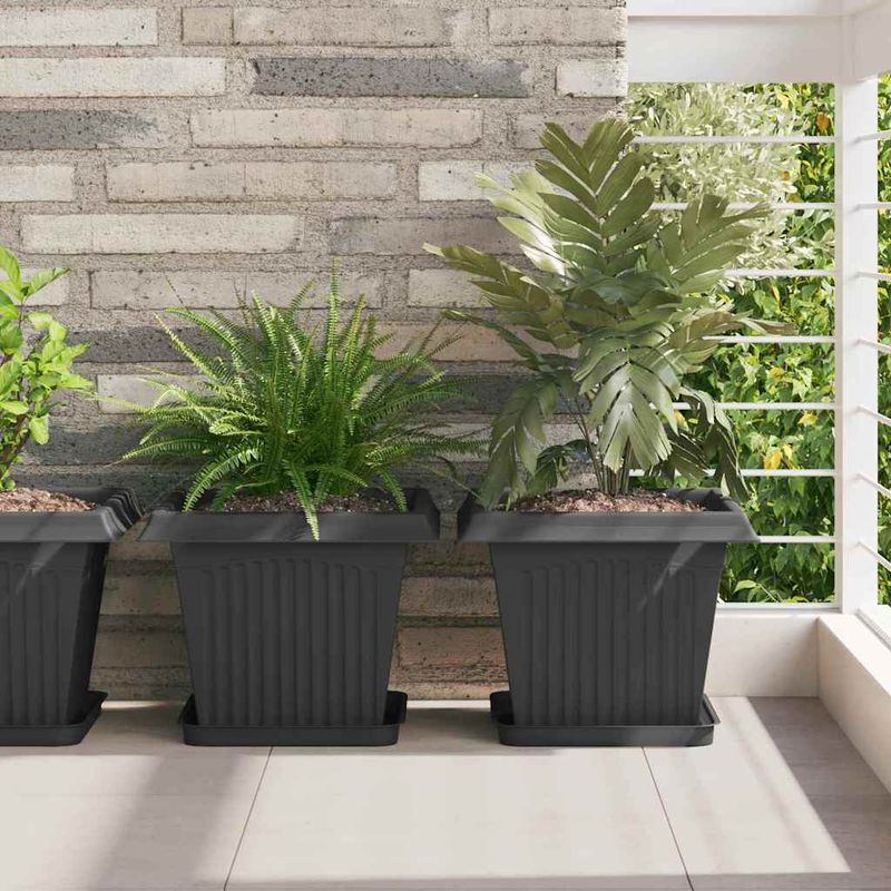 Casa si Gradina - Decoratiuni - Obiecte decorative - Vaze si boluri decorative - Vaza patrata pentru flori 24 pcs Negru 43 x 43 x 33.5 cm - Infinity.ro