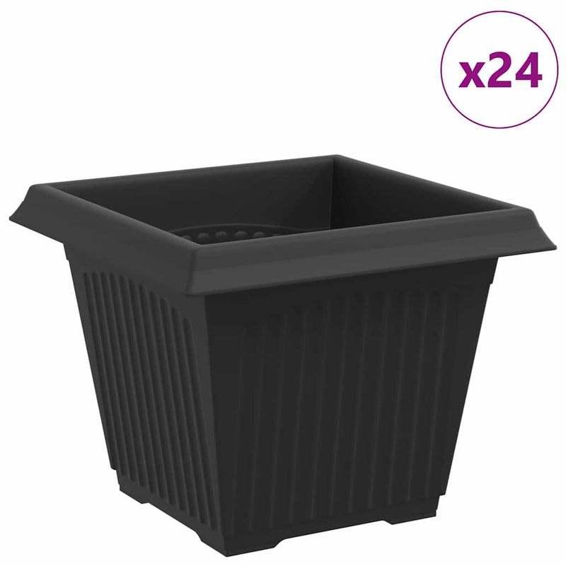 Casa si Gradina - Decoratiuni - Obiecte decorative - Vaze si boluri decorative - Vaza patrata pentru flori 24 pcs Negru 43 x 43 x 33.5 cm - Infinity.ro