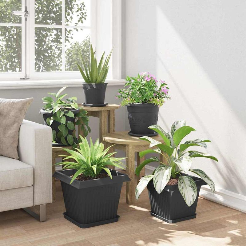 Casa si Gradina - Decoratiuni - Obiecte decorative - Vaze si boluri decorative - Vaza patrata pentru flori 24 pcs Negru 43 x 43 x 33.5 cm - Infinity.ro