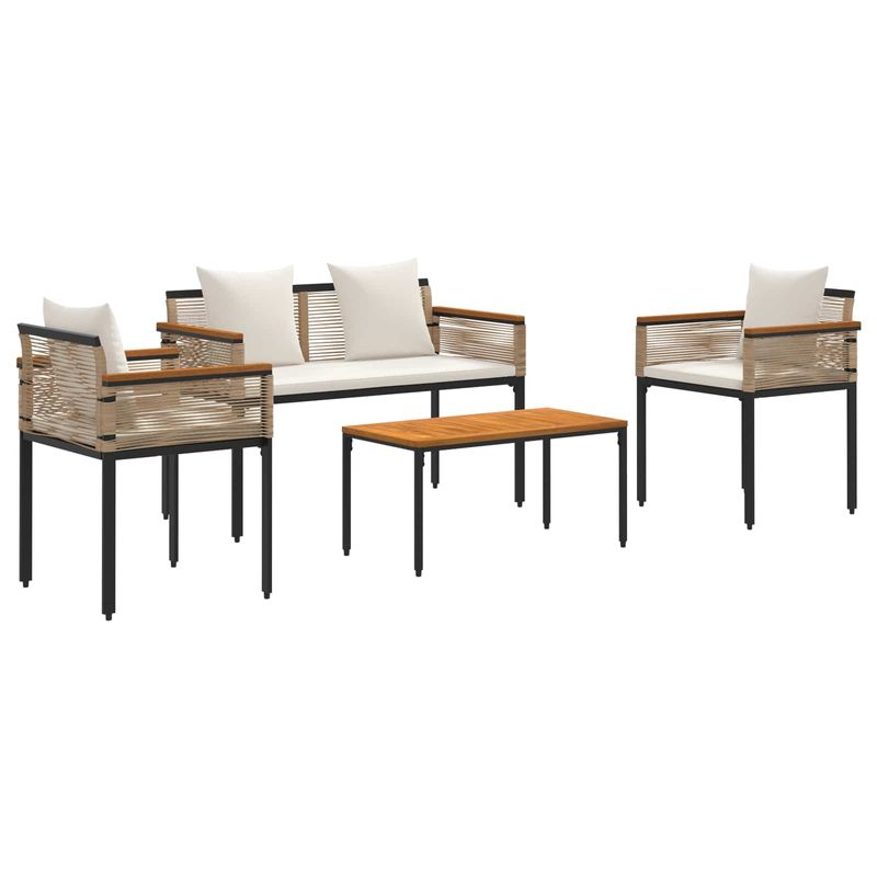 Casa si Gradina - Gradina si terasa - Mobilier exterior - Seturi mobila gradina - Set de Mobilier pentru Exterior 4 pcs Bej si alb crem Ratan PE - Infinity.ro