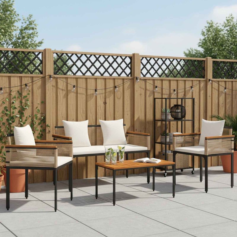 Casa si Gradina - Gradina si terasa - Mobilier exterior - Seturi mobila gradina - Set de Mobilier pentru Exterior 4 pcs Bej si alb crem Ratan PE - Infinity.ro