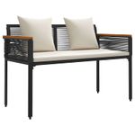 Casa si Gradina - Gradina si terasa - Mobilier exterior - Bancute de gradina - Banca de exterior cu perna Negru si Alb crem 117 x 54 x 74.5 cm - Infinity.ro