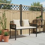 Casa si Gradina - Gradina si terasa - Mobilier exterior - Bancute de gradina - Banca de exterior cu perna Negru si Alb crem 117 x 54 x 74.5 cm - Infinity.ro