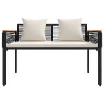 Casa si Gradina - Gradina si terasa - Mobilier exterior - Bancute de gradina - Banca de exterior cu perna Negru si Alb crem 117 x 54 x 74.5 cm - Infinity.ro