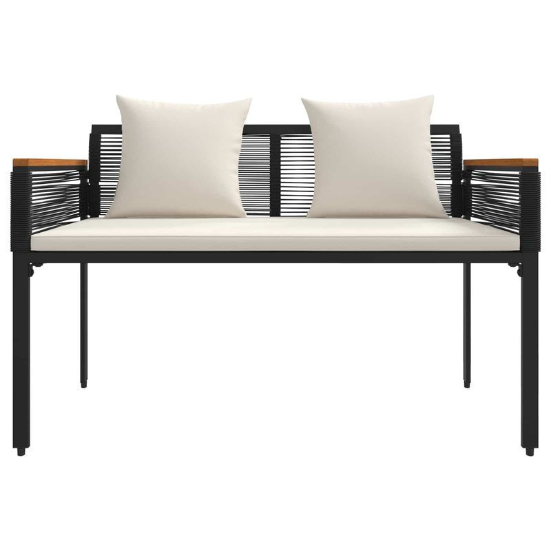 Casa si Gradina - Gradina si terasa - Mobilier exterior - Bancute de gradina - Banca de exterior cu perna Negru si Alb crem 117 x 54 x 74.5 cm - Infinity.ro