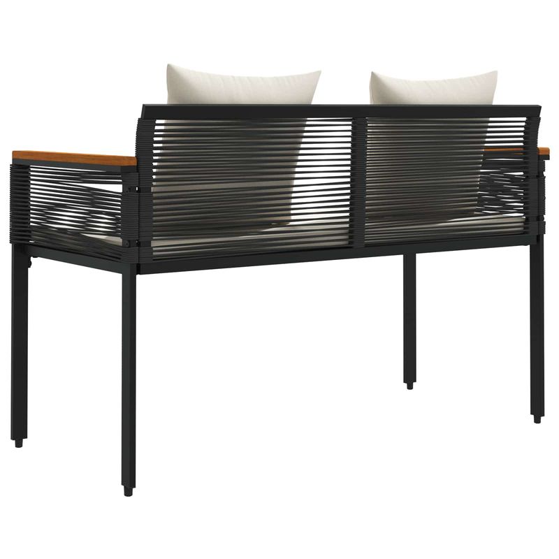 Casa si Gradina - Gradina si terasa - Mobilier exterior - Bancute de gradina - Banca de exterior cu perna Negru si Alb crem 117 x 54 x 74.5 cm - Infinity.ro