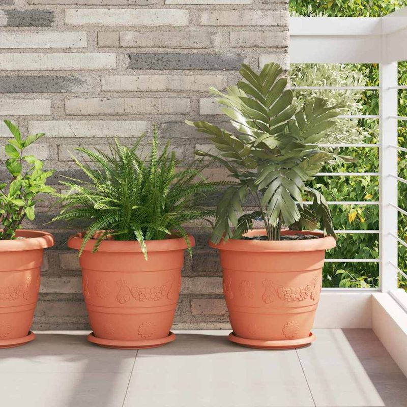Casa si Gradina - Gradinarit si plante - Plante si ghivece - Ghivece si suporturi - Tava rotunda pentru flori 24 pcs Rosu caramida Ø 14 x 2 cm - Infinity.ro