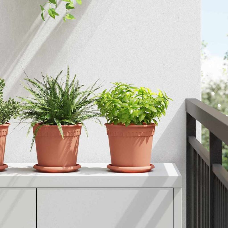Casa si Gradina - Gradinarit si plante - Plante si ghivece - Ghivece si suporturi - Tava rotunda pentru flori 6 pcs Rosu caramida Ø 14 x 2 cm - Infinity.ro