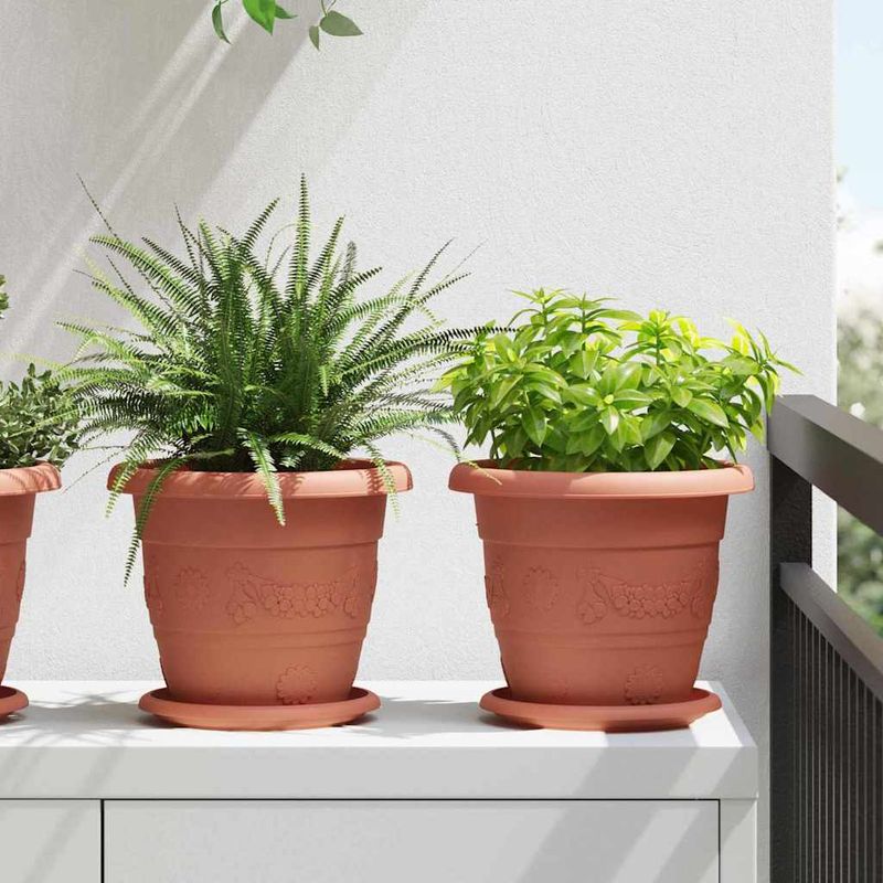 Casa si Gradina - Gradinarit si plante - Plante si ghivece - Ghivece si suporturi - Tava rotunda pentru flori 6 pcs Rosu caramida Ø 14 x 2 cm - Infinity.ro