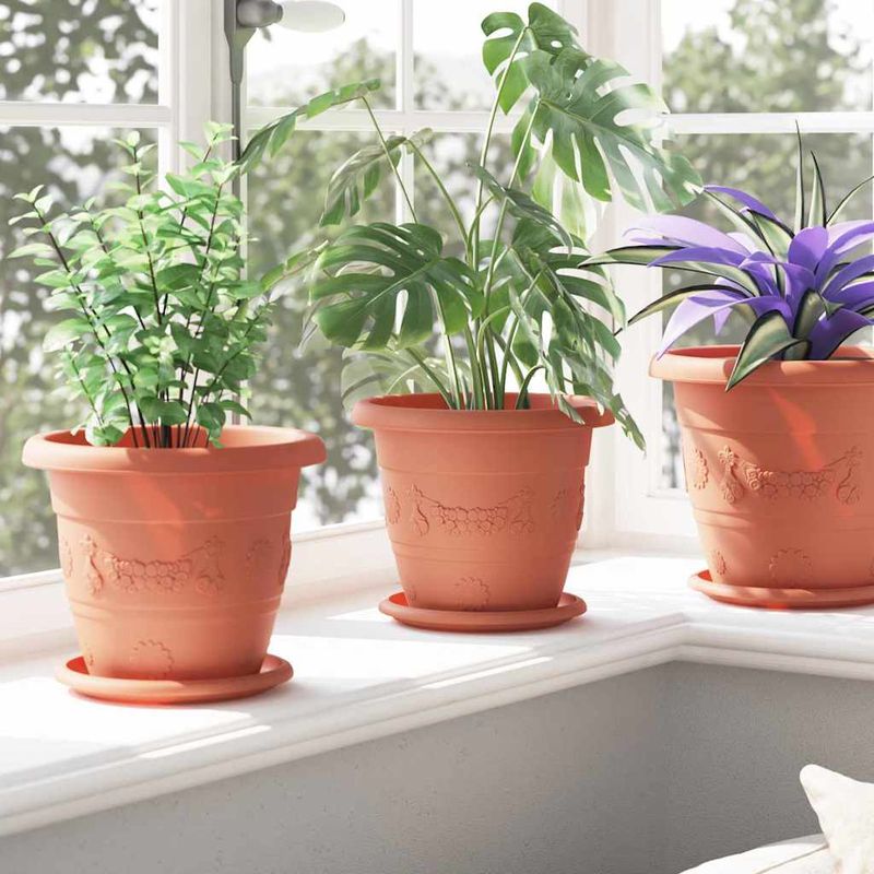 Casa si Gradina - Gradinarit si plante - Plante si ghivece - Ghivece si suporturi - Tava rotunda pentru flori 6 pcs Rosu caramida Ø 14 x 2 cm - Infinity.ro