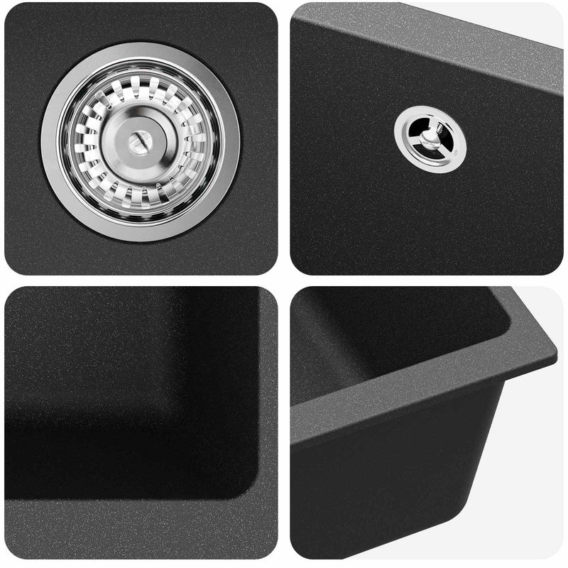 Casa si Gradina - Sanitare - Chiuveta bucatarie si accesorii - Chiuvete bucatarie - Chiuveta Negru 530 x 460 mm 80% Quartz si 20% Rasina - Infinity.ro