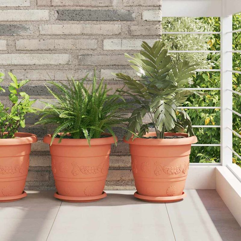 Casa si Gradina - Gradinarit si plante - Plante si ghivece - Ghivece si suporturi - Tava rotunda pentru flori 6 pcs Rosu caramida Ø 14 x 2 cm - Infinity.ro