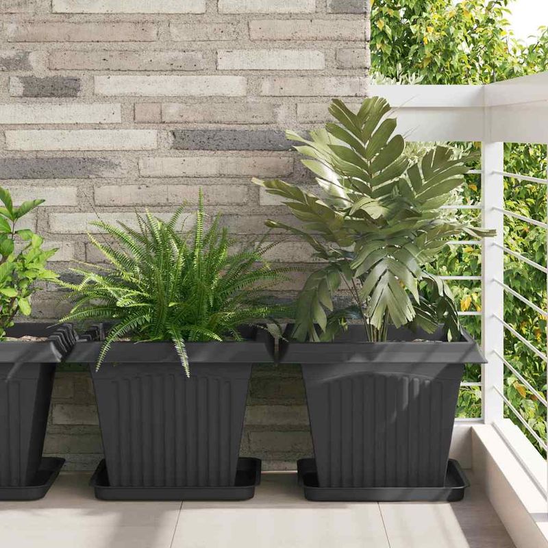 Casa si Gradina - Decoratiuni - Obiecte decorative - Vaze si boluri decorative - Vaza patrata pentru flori 24 pcs Negru 43 x 43 x 33.5 cm - Infinity.ro