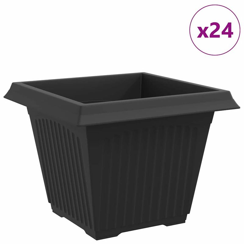 Casa si Gradina - Decoratiuni - Obiecte decorative - Vaze si boluri decorative - Vaza patrata pentru flori 24 pcs Negru 43 x 43 x 33.5 cm - Infinity.ro