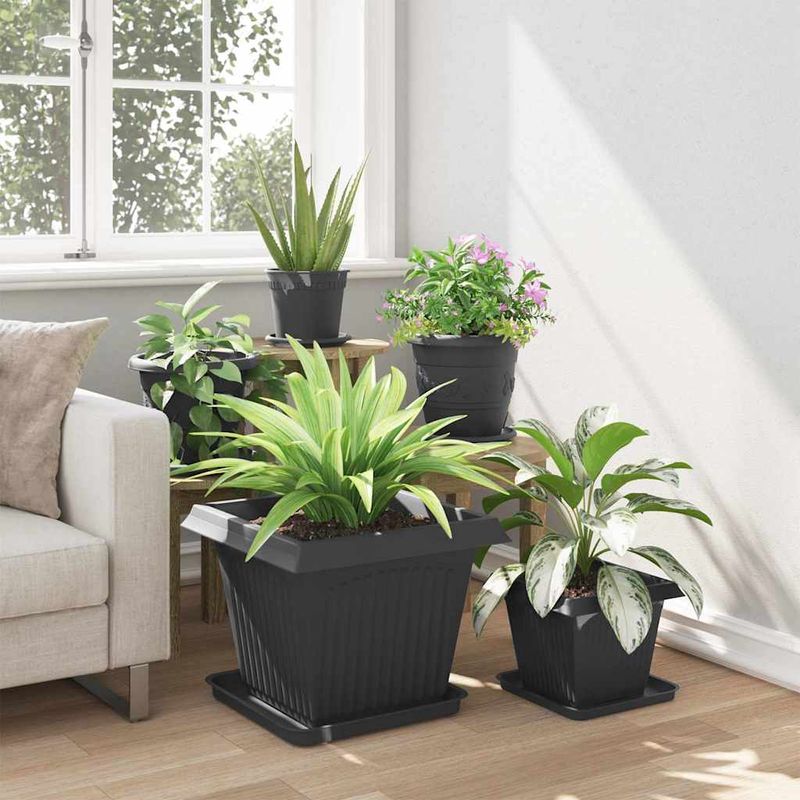 Casa si Gradina - Decoratiuni - Obiecte decorative - Vaze si boluri decorative - Vaza patrata pentru flori 24 pcs Negru 43 x 43 x 33.5 cm - Infinity.ro