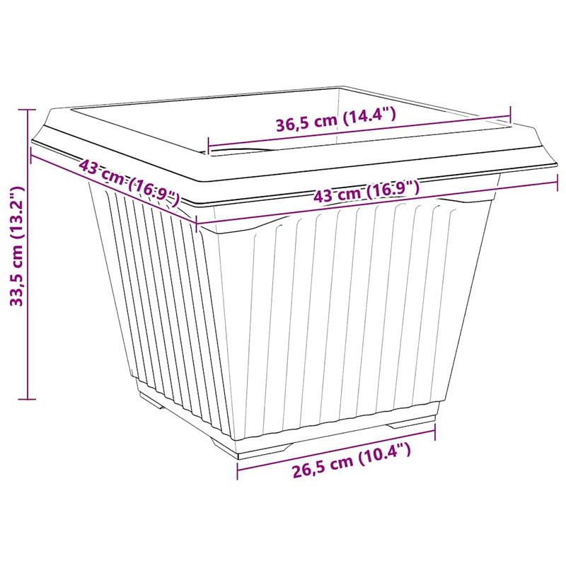Casa si Gradina - Decoratiuni - Obiecte decorative - Vaze si boluri decorative - Vaza patrata pentru flori 24 pcs Negru 43 x 43 x 33.5 cm - Infinity.ro