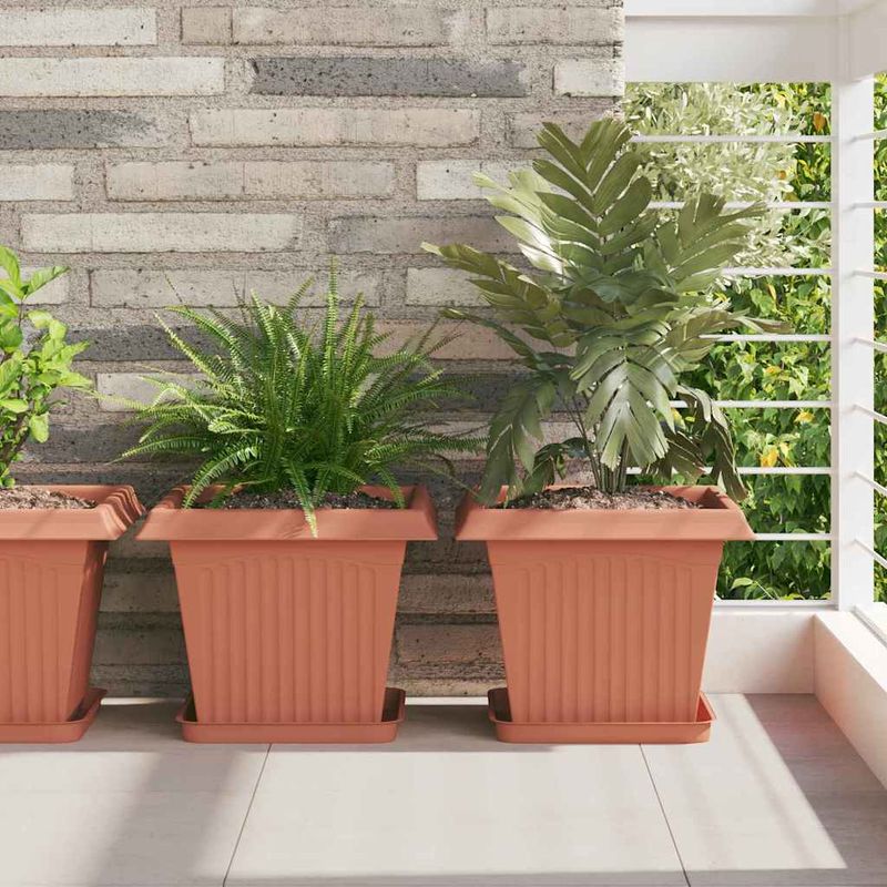 Casa si Gradina - Decoratiuni - Obiecte decorative - Vaze si boluri decorative - Vaza patrata pentru flori 24 pcs Rosu caramida - Infinity.ro