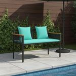 Casa si Gradina - Gradina si terasa - Mobilier exterior - Bancute de gradina - Banca de exterior Negru si Turcoaz 117 x 54 x 74.5 cm poliratan - Infinity.ro