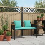 Casa si Gradina - Gradina si terasa - Mobilier exterior - Bancute de gradina - Banca de exterior Negru si Turcoaz 117 x 54 x 74.5 cm poliratan - Infinity.ro