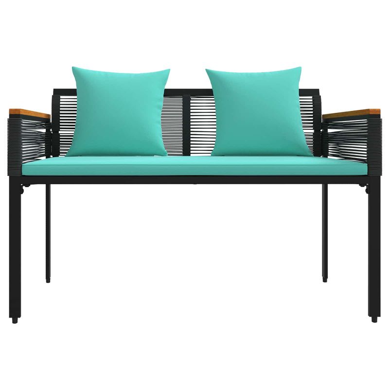 Casa si Gradina - Gradina si terasa - Mobilier exterior - Bancute de gradina - Banca de exterior Negru si Turcoaz 117 x 54 x 74.5 cm poliratan - Infinity.ro