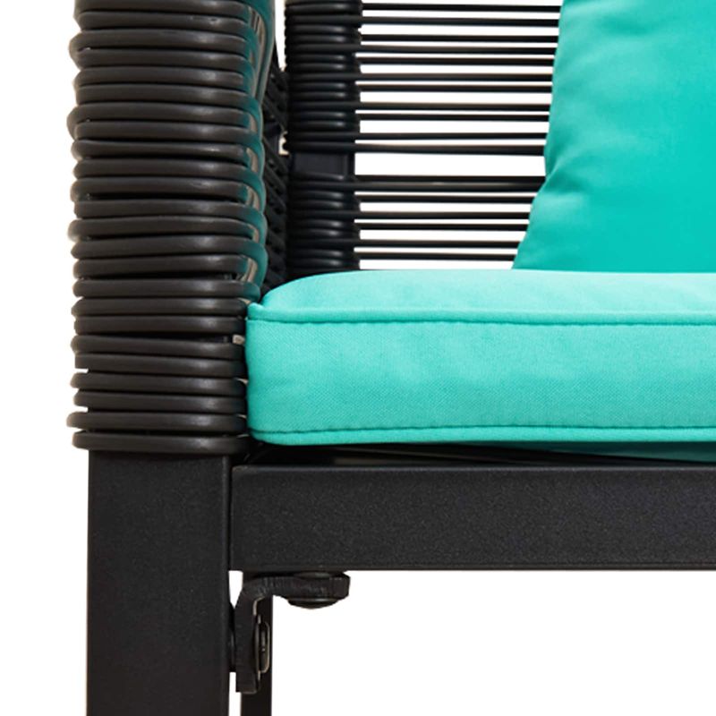 Casa si Gradina - Gradina si terasa - Mobilier exterior - Bancute de gradina - Banca de exterior Negru si Turcoaz 117 x 54 x 74.5 cm poliratan - Infinity.ro