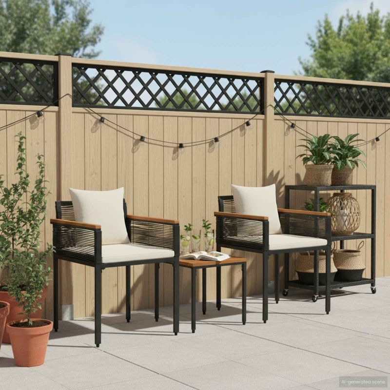 Casa si Gradina - Gradina si terasa - Mobilier exterior - Seturi mobila gradina - Set de Mobilier pentru Exterior 3 pcs Negru si Alb crem - Infinity.ro