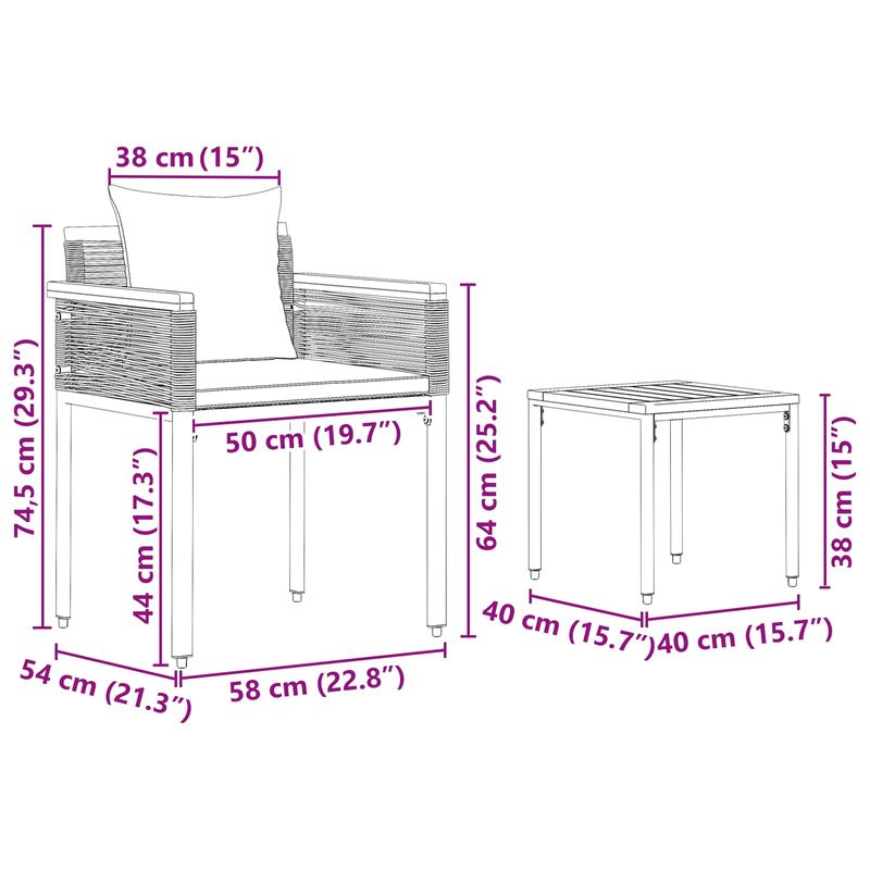 Casa si Gradina - Gradina si terasa - Mobilier exterior - Seturi mobila gradina - Set de Mobilier pentru Exterior 3 pcs Negru si Alb crem - Infinity.ro