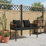 Casa si Gradina - Gradina si terasa - Mobilier exterior - Bancute de gradina - Banca de exterior cu perna Negru 117 x 54 x 74.5 cm poliratan - Infinity.ro