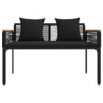 Casa si Gradina - Gradina si terasa - Mobilier exterior - Bancute de gradina - Banca de exterior cu perna Negru 117 x 54 x 74.5 cm poliratan - Infinity.ro