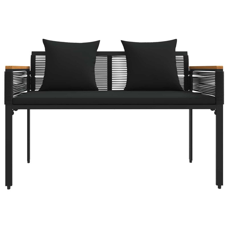 Casa si Gradina - Gradina si terasa - Mobilier exterior - Bancute de gradina - Banca de exterior cu perna Negru 117 x 54 x 74.5 cm poliratan - Infinity.ro
