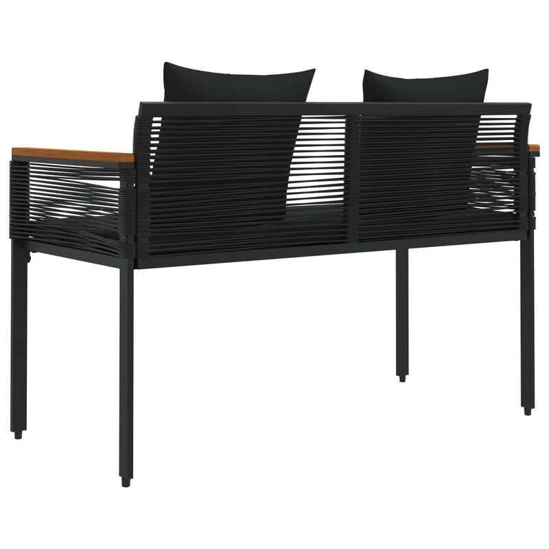 Casa si Gradina - Gradina si terasa - Mobilier exterior - Bancute de gradina - Banca de exterior cu perna Negru 117 x 54 x 74.5 cm poliratan - Infinity.ro