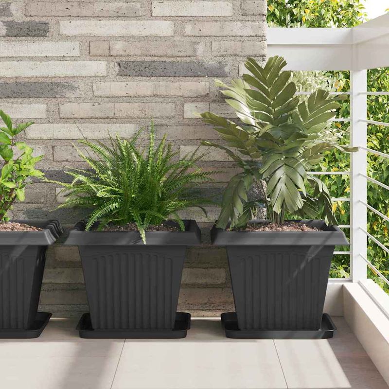 Casa si Gradina - Decoratiuni - Obiecte decorative - Vaze si boluri decorative - Vaza patrata pentru flori 24 pcs Negru 43 x 43 x 33.5 cm - Infinity.ro