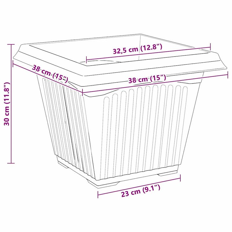 Casa si Gradina - Decoratiuni - Obiecte decorative - Vaze si boluri decorative - Vaza patrata pentru flori 24 pcs Negru 43 x 43 x 33.5 cm - Infinity.ro
