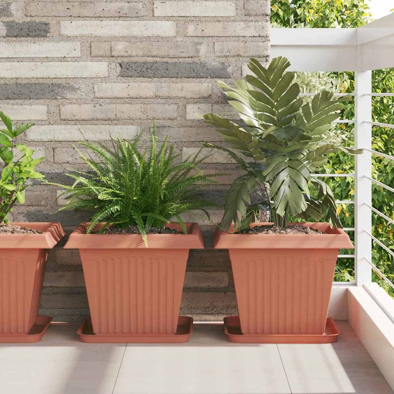 Casa si Gradina - Decoratiuni - Obiecte decorative - Vaze si boluri decorative - Vaza patrata pentru flori 24 pcs Rosu caramida - Infinity.ro